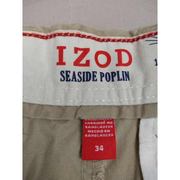 Mens IZOD Seaside‎ Poplin Flat Front Shorts Cedarwood Khaki Size 34W X 10.5L - Picture 7 of 16